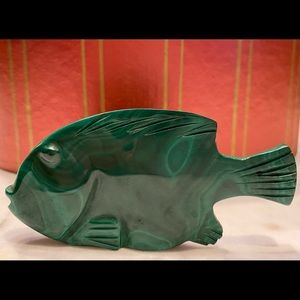 Handmade Malachite Fish Sculpture